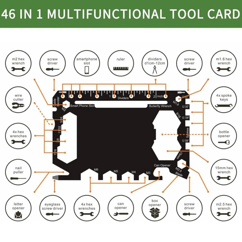 Multitool Credit Card - Portable Multipurpose Gear Gadget Tools for